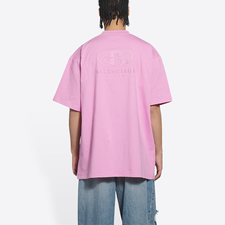(Women) Balenciaga Oversized Letter Print Pink T-Shirt Casual Tee. 6784304A8B80590 圖 6