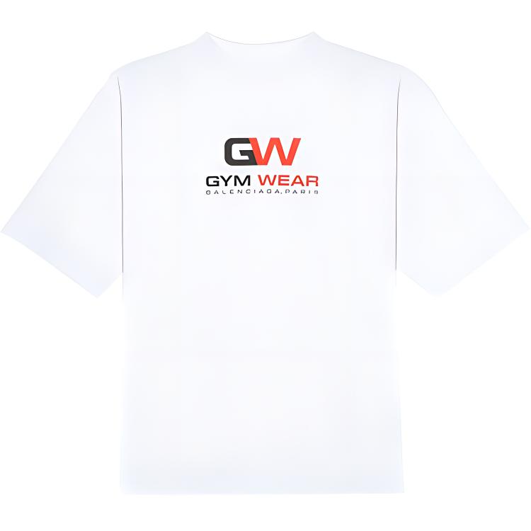 (Women) Balenciaga Oversized Logo Print White Crewneck T-Shirt 620941TIVD59000