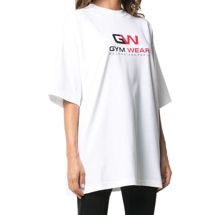 (Women) Balenciaga Oversized Logo Print White Crewneck T-Shirt 620941TIVD59000 圖 4