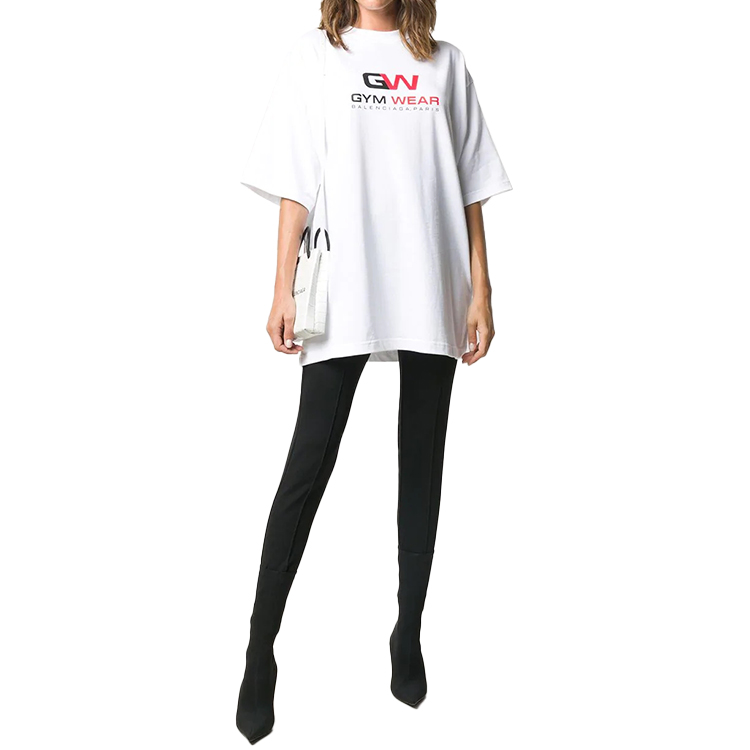 (Women) Balenciaga Oversized Logo Print White Crewneck T-Shirt 620941TIVD59000 圖 6