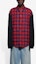 Shop (W) Balenciaga Oversized Kemeja Kotak-Kotak Patchwork Lengan Panjang Merah FW21. 658936TBM238521