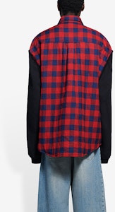 (W) Balenciaga Oversized Kemeja Kotak-Kotak Patchwork Lengan Panjang Merah FW21. 658936TBM238521 Purchase (W) Balenciaga Oversized Kemeja Kotak-Kotak Patchwork Lengan Panjang Merah FW21. 658936TBM238521