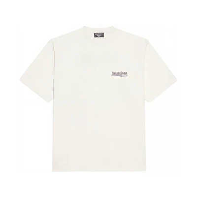 (Women) Balenciaga Oversized White T-Shirt with Embroidery Logo Design. 641655TKVJ19084