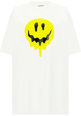 (W) バレンシアガ オーバーサイズ ホワイトTシャツ メルテッドスマイリープリント 641655TKVA18639 Buy (W) バレンシアガ オーバーサイズ ホワイトTシャツ メルテッドスマイリープリント 641655TKVA18639
