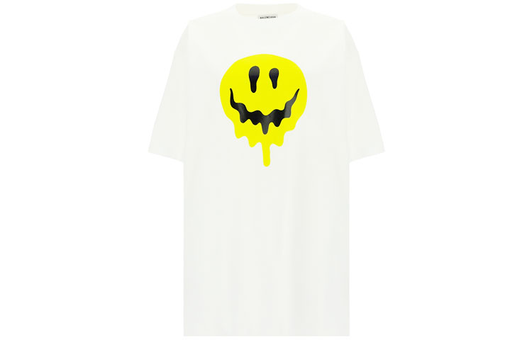 (Women) Balenciaga Oversized White T-Shirt with Melted Smiley Print. 641655TKVA18639 圖 2
