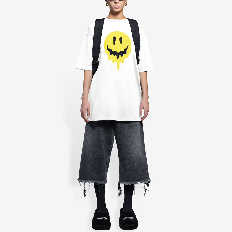 (Women) Balenciaga Oversized White T-Shirt with Melted Smiley Print. 641655TKVA18639 圖 7