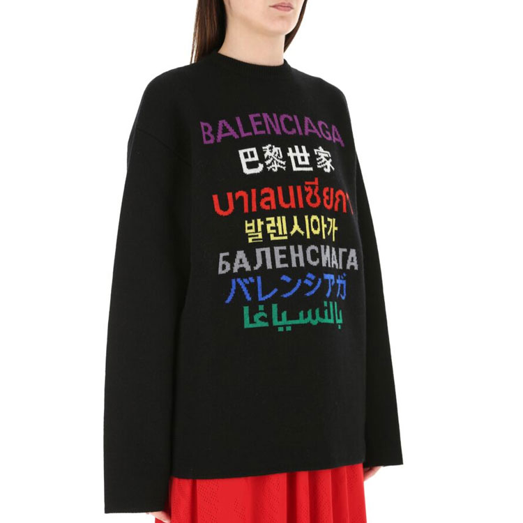 Purchase (W) 발렌시아가 오버사이즈 울 블렌드 스웨터 블랙. 650350T15952771