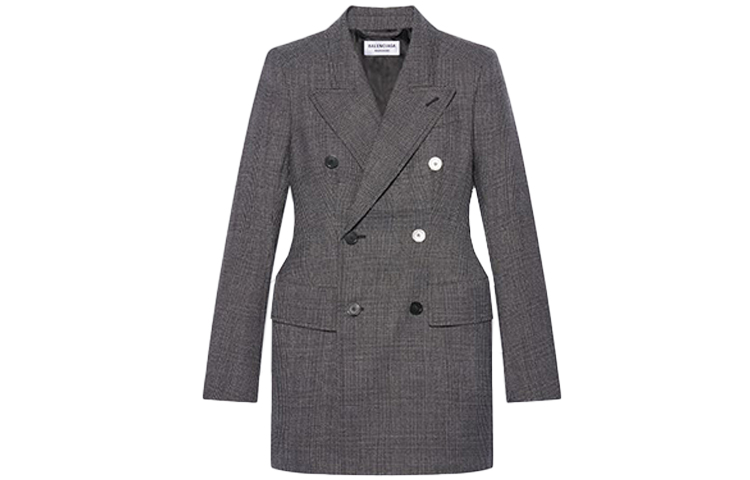 (Women) Balenciaga Oversized Wool Blazer Coat Gray 571279TGT141269