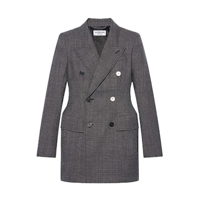 (Women) Balenciaga Oversized Wool Blazer Coat Gray 571279TGT141269