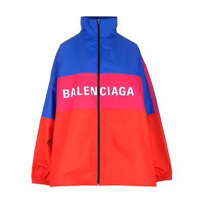 (Women) Balenciaga Oversized Zip-Up Jacket with Logo Collar - Multicolor 528638TYD336210