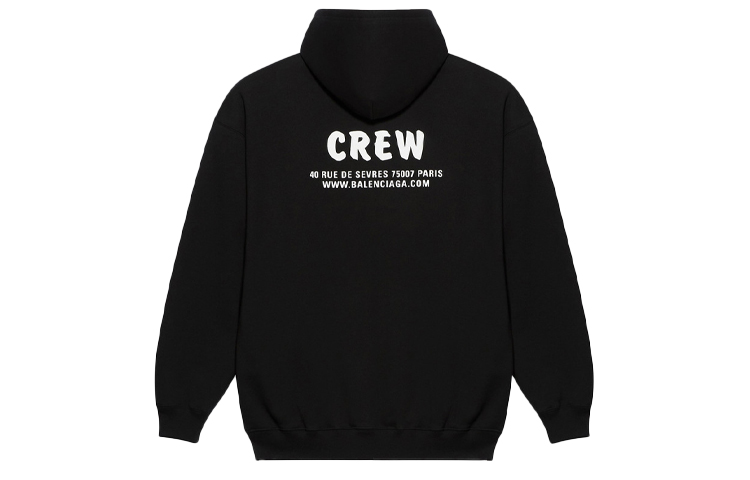 Lookbook (Women) Balenciaga Paris Crew Logo Hoodie Women in Black 578135TIV751070