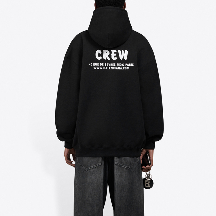 Details for (Women) Balenciaga Paris Crew Logo Hoodie Women in Black 578135TIV751070