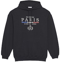 (Women) Balenciaga Paris Flag Fleece Pullover Sweatshirt Black 578135TGV681000 (Women) Balenciaga Paris Flag Fleece Pullover Sweatshirt Black 578135TGV681000
