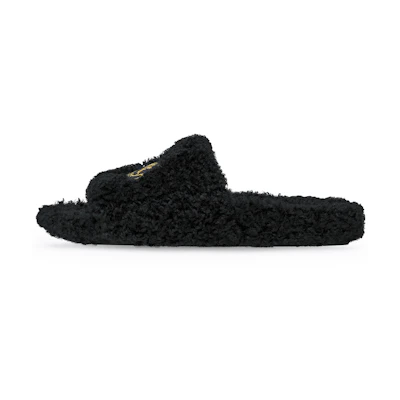 (W) Balenciaga Paris Furry Slide 'Black'