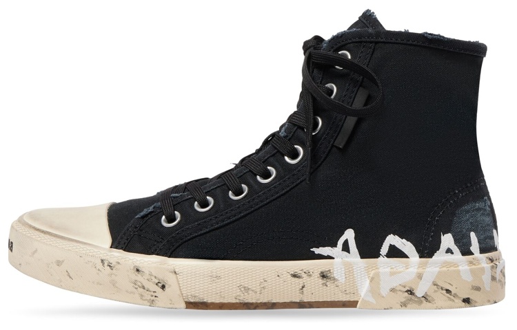 (Women) Balenciaga Paris Graffiti High-Top Sneaker 'Black White' 688756W3RR41099