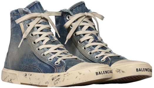 (W) Balenciaga Paris High 'Destroyed - Denim' Lelaki Kasut Tinggi Label Gaya 688756-W3RCL-4090 Lookbook (W) Balenciaga Paris High 'Destroyed - Denim' Lelaki Kasut Tinggi Label Gaya 688756-W3RCL-4090