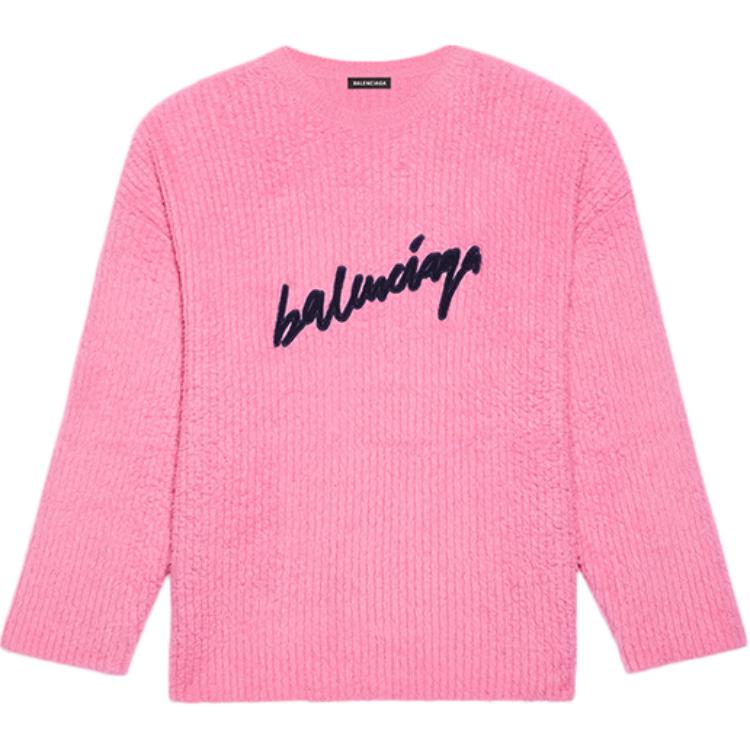 (Women) Balenciaga Paris Logo Pink Crewneck Sweater 628736T31825630