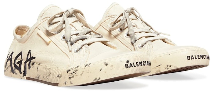 (W) 巴黎世家巴黎低帮破坏风涂鸦白色棉质橡胶运动鞋 688757W3RR59010 Lookbook (W) 巴黎世家巴黎低帮破坏风涂鸦白色棉质橡胶运动鞋 688757W3RR59010