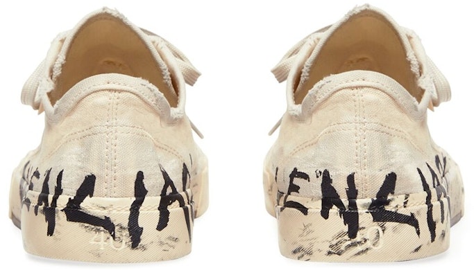(W) Balenciaga Paris Kasut Rendah 'Kapas Putih Rosak dan Getah dengan Grafiti' 688757W3RR59010 Details for (W) Balenciaga Paris Kasut Rendah 'Kapas Putih Rosak dan Getah dengan Grafiti' 688757W3RR59010