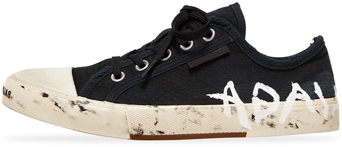 巴黎世家 Balenciaga Paris 圓頭綁帶 低筒 板鞋 女款 黑色 做舊版 Buy 巴黎世家 Balenciaga Paris 圓頭綁帶 低筒 板鞋 女款 黑色 做舊版