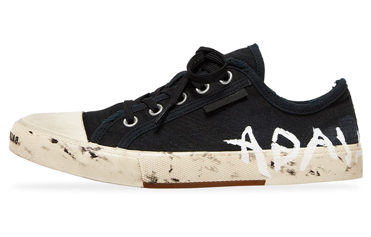 (Women) Balenciaga Paris Low Top Graffiti Sneakers 'Black and White Destroyed Cotton' 688757W3RR51099