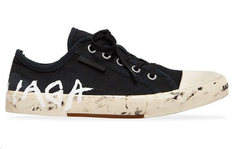 Order 巴黎世家 Balenciaga Paris 圓頭綁帶 低筒 板鞋 女款 黑色 做舊版