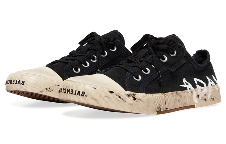 Lookbook (W) 巴黎世家 黑白涂鸦低帮破坏棉运动鞋 688757W3RR51099