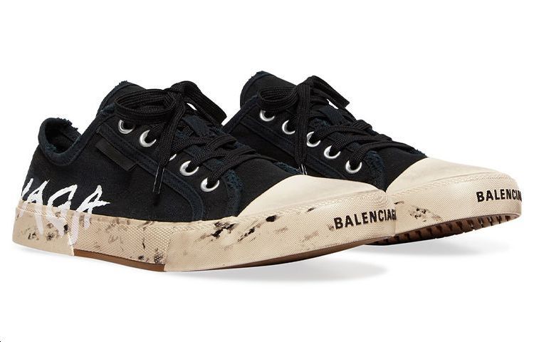 Shop 巴黎世家 Balenciaga Paris 圓頭綁帶 低筒 板鞋 女款 黑色 做舊版