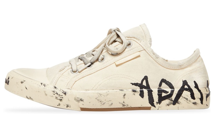 (Women) Balenciaga Paris Low Top Sneakers 'White Destroyed Cotton and White Rubber with Graffiti' 688757W3RR59010
