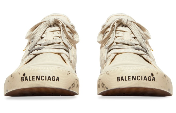 Details for (W) Balenciaga Paris Kasut Rendah 'Kapas Putih Rosak dan Getah dengan Grafiti' 688757W3RR59010