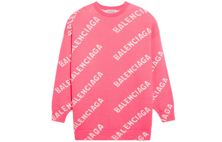 Order (W) 발렌시아가 핑크 올오버 로고 크루넥 스웨터 620983T15675621