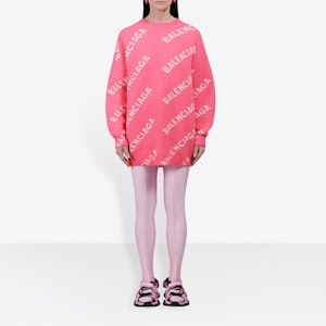 (W) 巴黎世家粉色滿版Logo圓領毛衣 620983T15675621 Shop (W) 巴黎世家粉色滿版Logo圓領毛衣 620983T15675621