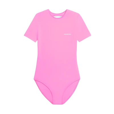 (Women) Balenciaga Pink Backless Swimwear with Letter Logo Design. 6570213A9B75600
