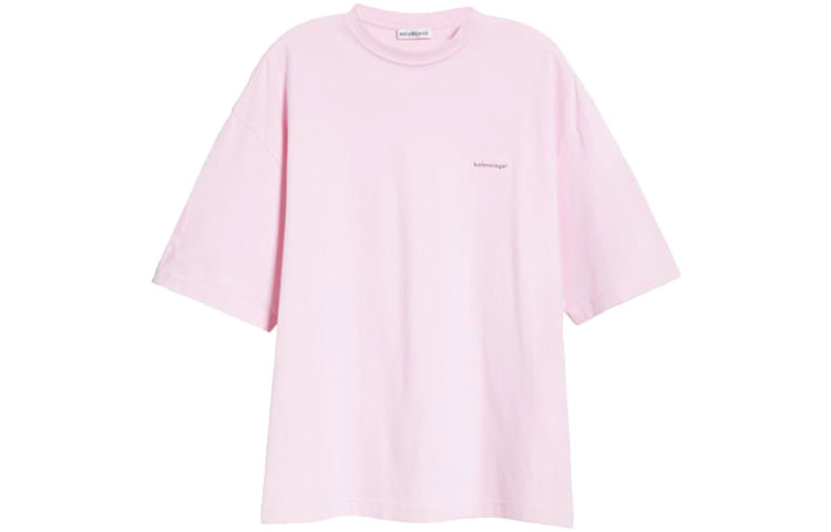 (Women) Balenciaga Pink Basic Letter Logo T-Shirt Regular Fit 571205TEV182014