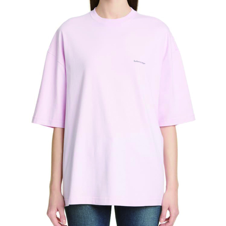 (Women) Balenciaga Pink Basic Letter Logo T-Shirt Regular Fit 571205TEV182014 圖 3