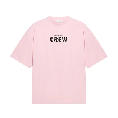 (Women) Balenciaga Pink Crew Letter Print Short Sleeve T-Shirt 620941TIVG91900