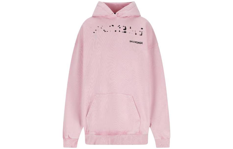 (Women) Balenciaga Pink Hoodie with Solid Color Logo Print 578135TOVO63204