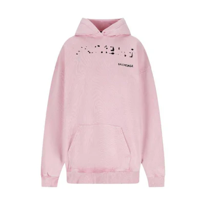 (Women) Balenciaga Pink Hoodie with Solid Color Logo Print 578135TOVO63204