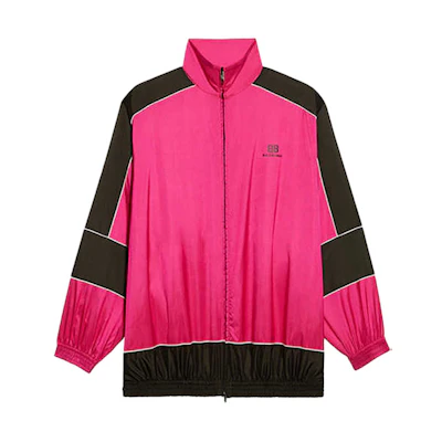 (Women) Balenciaga Pink Letter Print Zip Jacket Loose Fit 622998TIO545510
