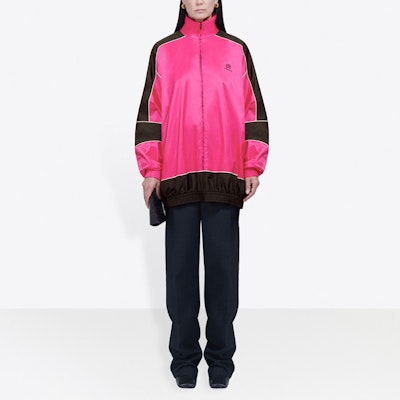 (Women) Balenciaga Pink Letter Print Zip Jacket Loose Fit 622998TIO545510 Shop (Women) Balenciaga Pink Letter Print Zip Jacket Loose Fit 622998TIO545510