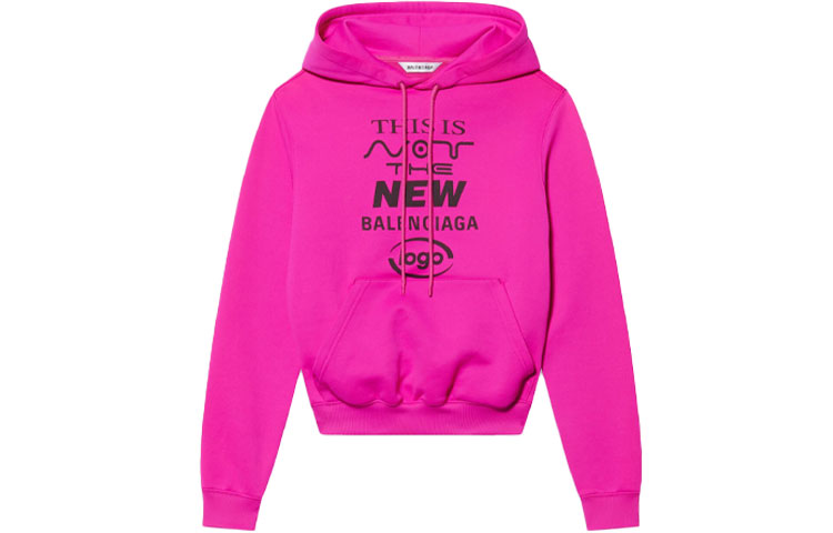 (Women) Balenciaga Pink Logo Drawstring Hoodie Pullover Sweater. 657683TKVE36817