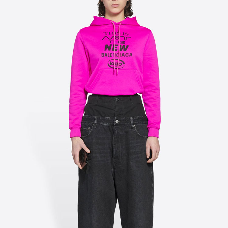 (Women) Balenciaga Pink Logo Drawstring Hoodie Pullover Sweater. 657683TKVE36817 圖 4