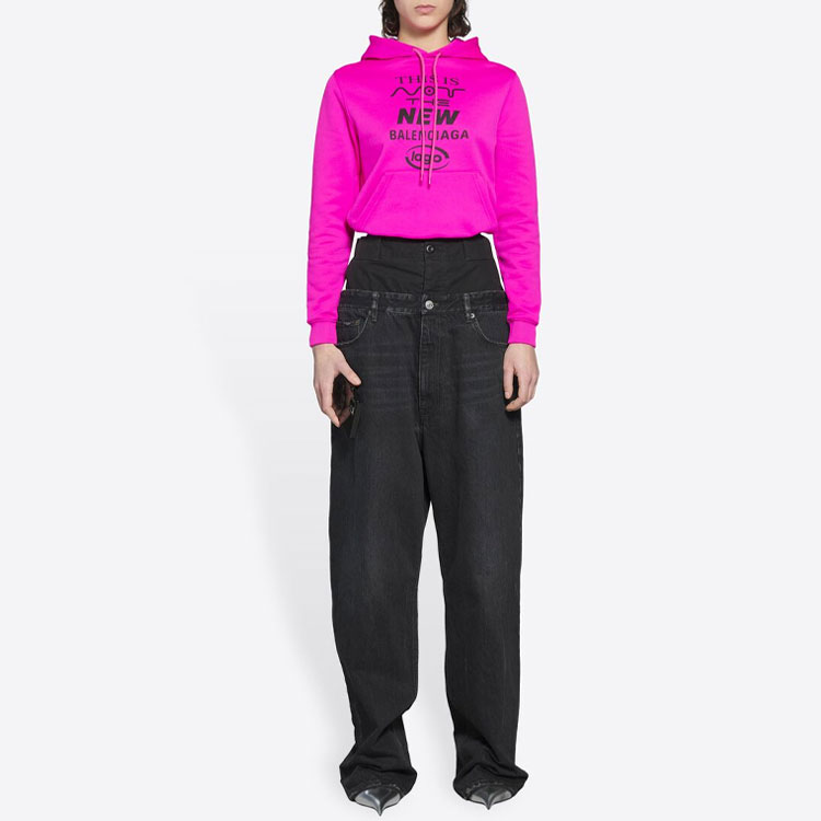 (Women) Balenciaga Pink Logo Drawstring Hoodie Pullover Sweater. 657683TKVE36817 圖 7