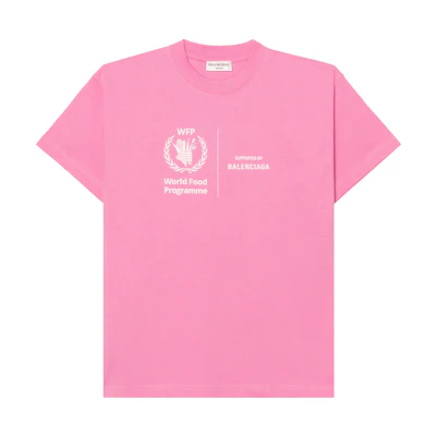 (Women) Balenciaga Pink Logo Print Short Sleeve T-Shirt Regular Fit 612965THV845621