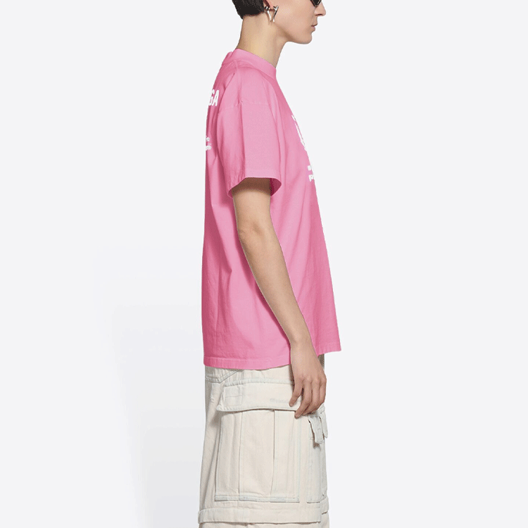 (Women) Balenciaga Pink Logo Print Short Sleeve T-Shirt Regular Fit 612965THV845621 圖 4