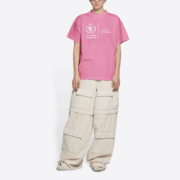 (Women) Balenciaga Pink Logo Print Short Sleeve T-Shirt Regular Fit 612965THV845621 圖 5