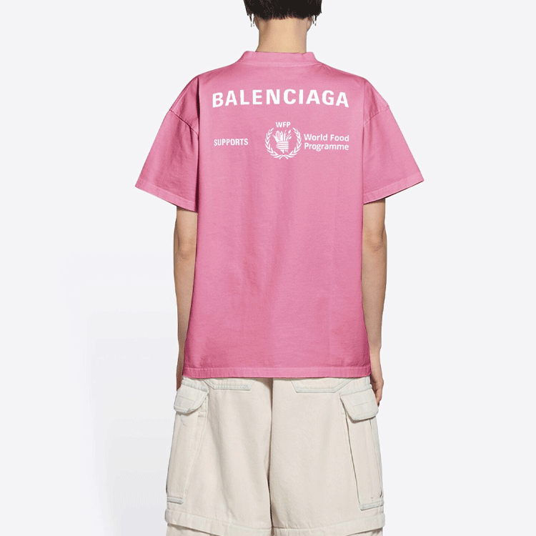 (Women) Balenciaga Pink Logo Print Short Sleeve T-Shirt Regular Fit 612965THV845621 圖 7