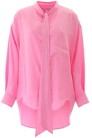 (Women) Balenciaga Pink Long Sleeve Casual Shirt with Logo Print Back 520497TFO025630 (Women) Balenciaga Pink Long Sleeve Casual Shirt with Logo Print Back 520497TFO025630
