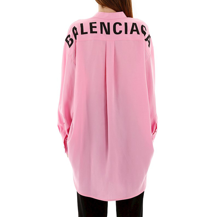 Shop (W) Balenciaga 粉色長袖休閒襯衫 後背Logo印花 520497TFO025630
