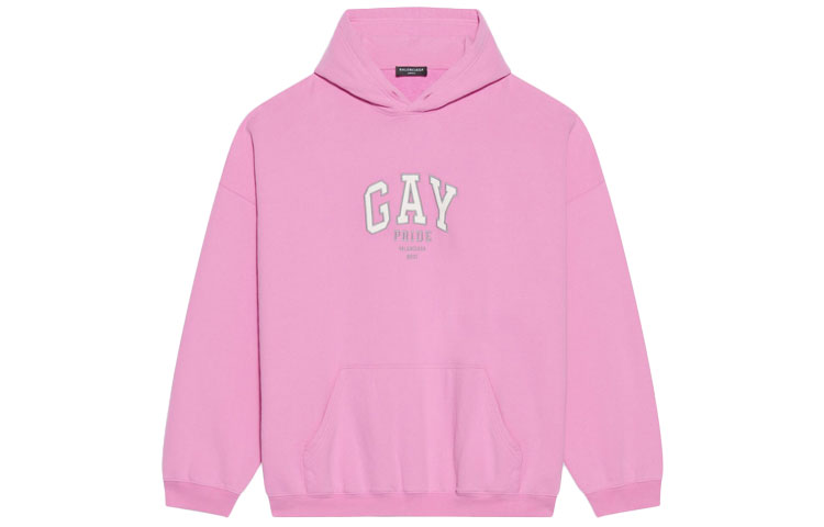 (Women) Balenciaga Pink Oversized Hoodie with Letter Print Design. 651799TLV540586